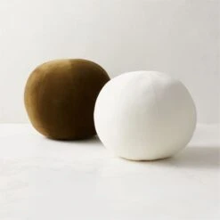 Terre Ivory White Velvet Sphere Throw Pillow -Home Series Shop TerreVelvetPillowGroupFHS22