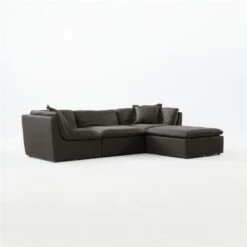 Turn 4-Piece L-Shaped Charcoal Black Sectional Sofa -Home Series Shop TurnSectRaven3QSSS21