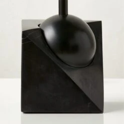 Venus Black Metal Dome Table Lamp With Marble Base -Home Series Shop VenusDmBlkMrblTableLampAVSHS23