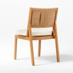 Roc Teak And Rattan Outdoor Dining Chair With Ivory Sunbrella® Cushion -Home Series Shop VitetArmlessDiningChair3QBSSS23