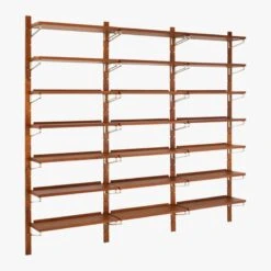 Walnut Modular Triple Shelf 88" -Home Series Shop WalnutMod88TripleShelf3QF18