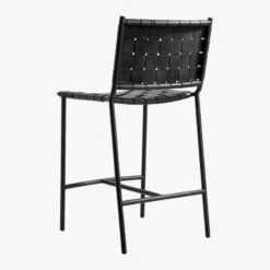 Woven Black Leather Counter Stool -Home Series Shop Woven24inBkLthrCntrStool3QBS19