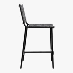 Woven Black Leather Counter Stool -Home Series Shop Woven24inBkLthrCntrStoolSDS19