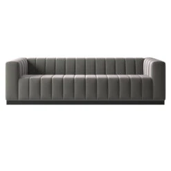 Forte 101" Extra-Large Channeled Sofa With Black Legs Luca Storm