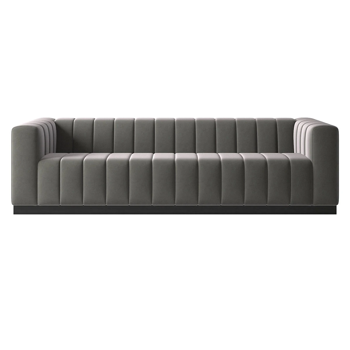 Forte 101" Extra-Large Channeled Sofa With Black Legs Luca Storm 3 Forte 101" Extra-Large Channeled Sofa With Black Legs Luca Storm