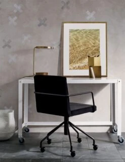 Go-Cart White Metal Desk On Wheels -Home Series Shop go cartwhiterollingdeskJN18